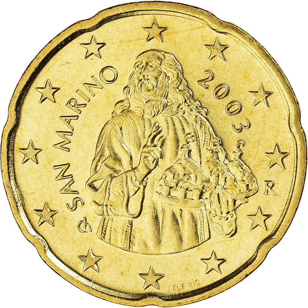 San Marino, 20 Euro Cent, 2003, Rome, MS(65-70), Brass, KM:444