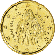 San Marino, 20 Euro Cent, 2003, Rome, MS(65-70), Brass, KM:444