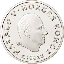 Norway, Harald V, 50 Kroner, 1992, MS(65-70), Silver, KM:438
