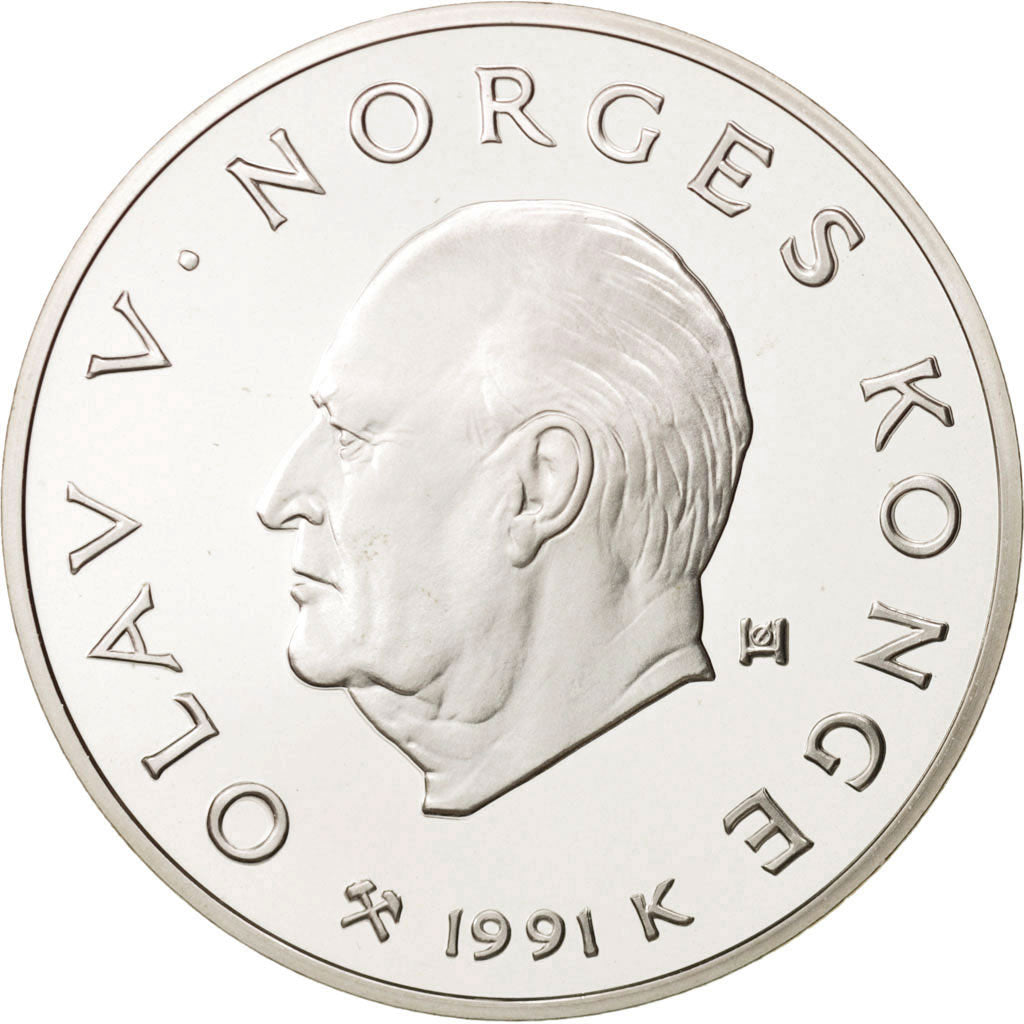 Coin, Norway, Olav V, 100 Kroner, 1991, MS(65-70), Silver, KM:434