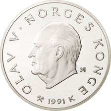 Munten, Noorwegen, Olav V, 100 Kroner, 1991, FDC, Zilver, KM:434