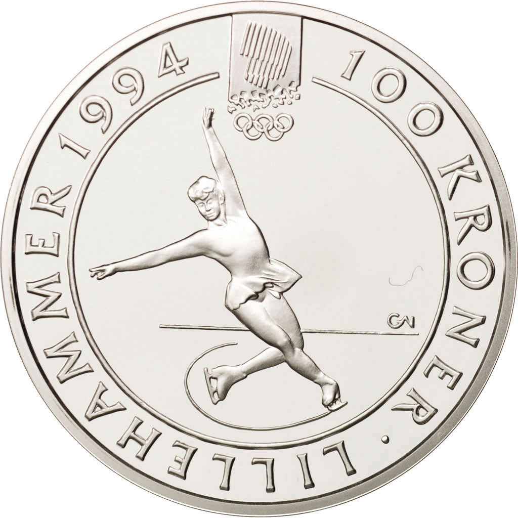Coin, Norway, Harald V, 100 Kroner, 1993, MS(65-70), Silver, KM:449