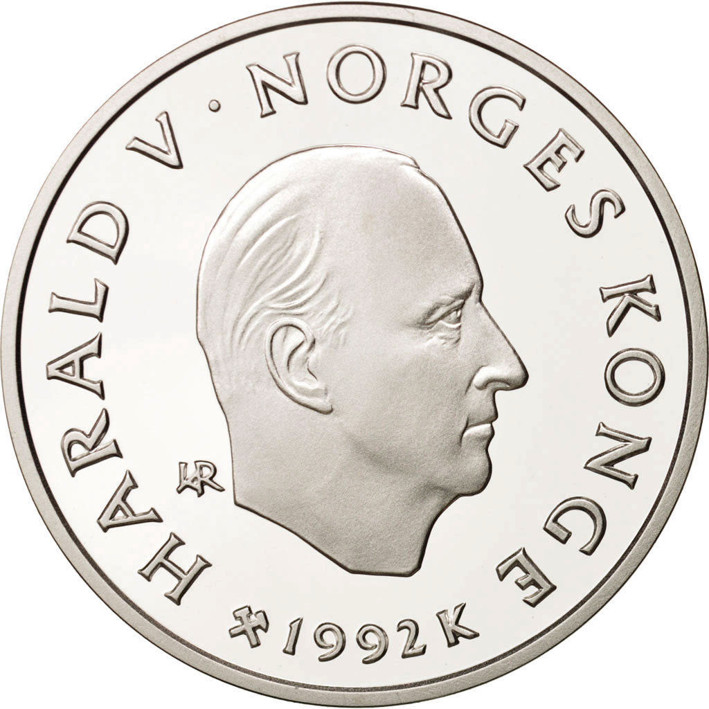 Norway, Harald V, 100 Kroner, 1992, MS(65-70), Silver, KM:441
