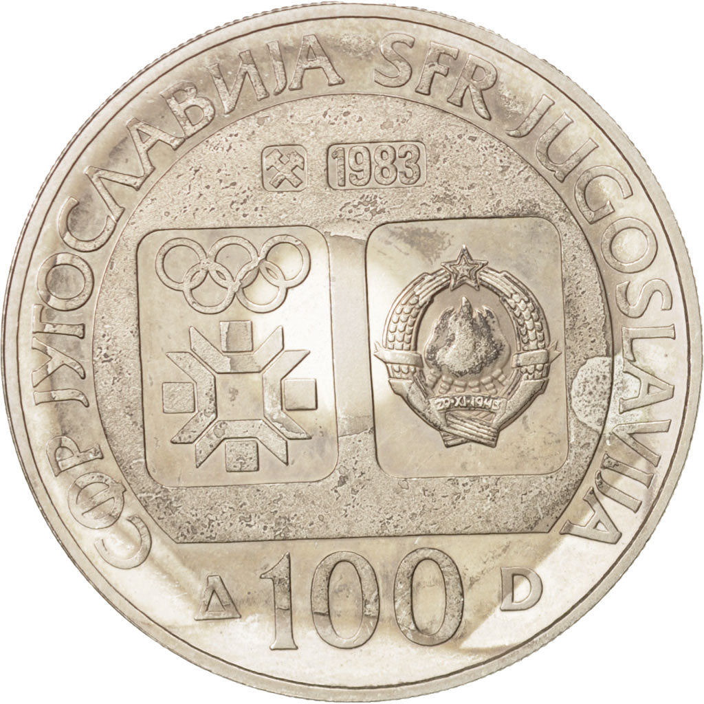 Coin, Yugoslavia, 100 Dinara, 1983, MS(60-62), Silver, KM:99