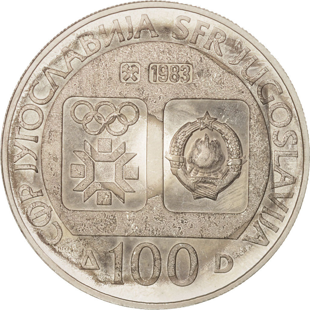 Coin, Yugoslavia, 100 Dinara, 1983, MS(60-62), Silver, KM:99