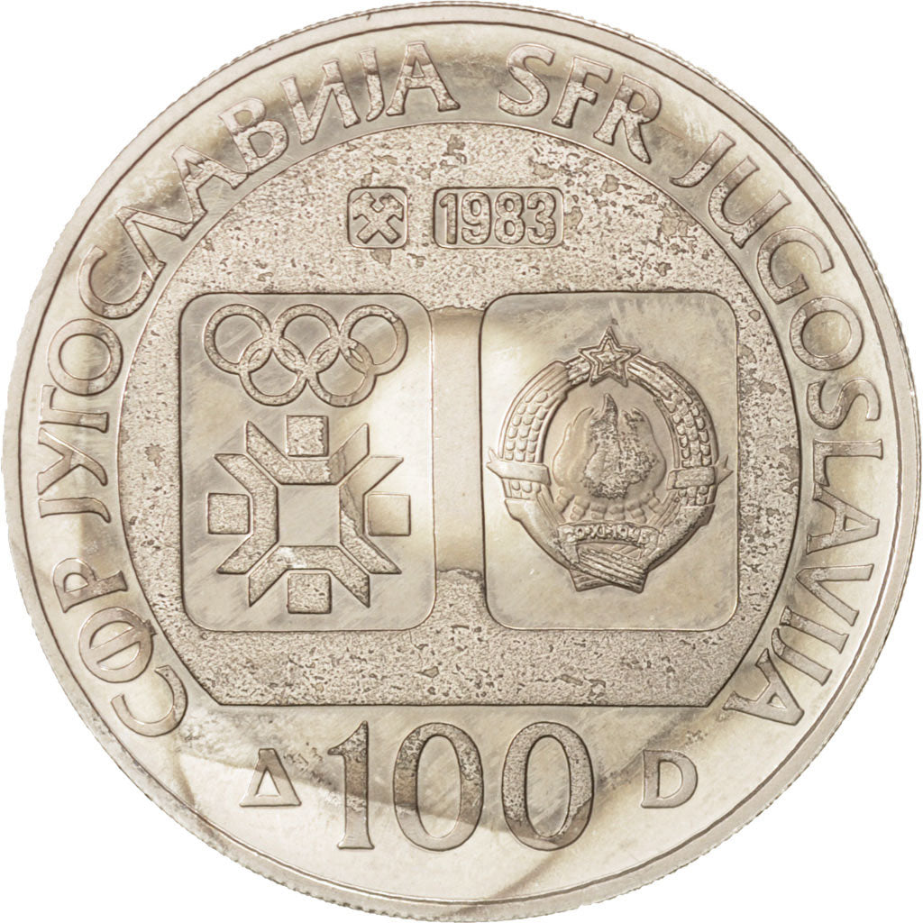 Yugoslavia, 100 Dinara, 1983, MS(60-62), Silver, KM:98