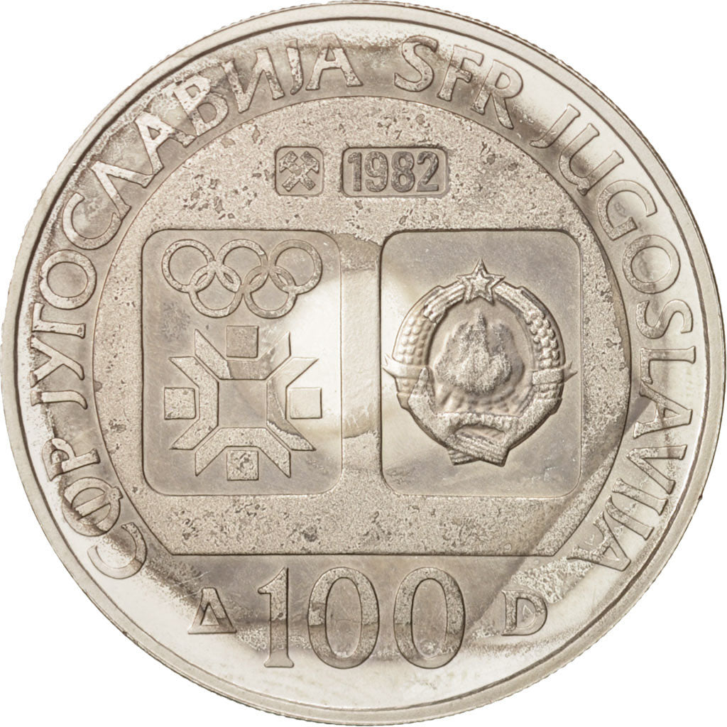 Yugoslavia, 100 Dinara, 1982, MS(60-62), Silver, KM:90