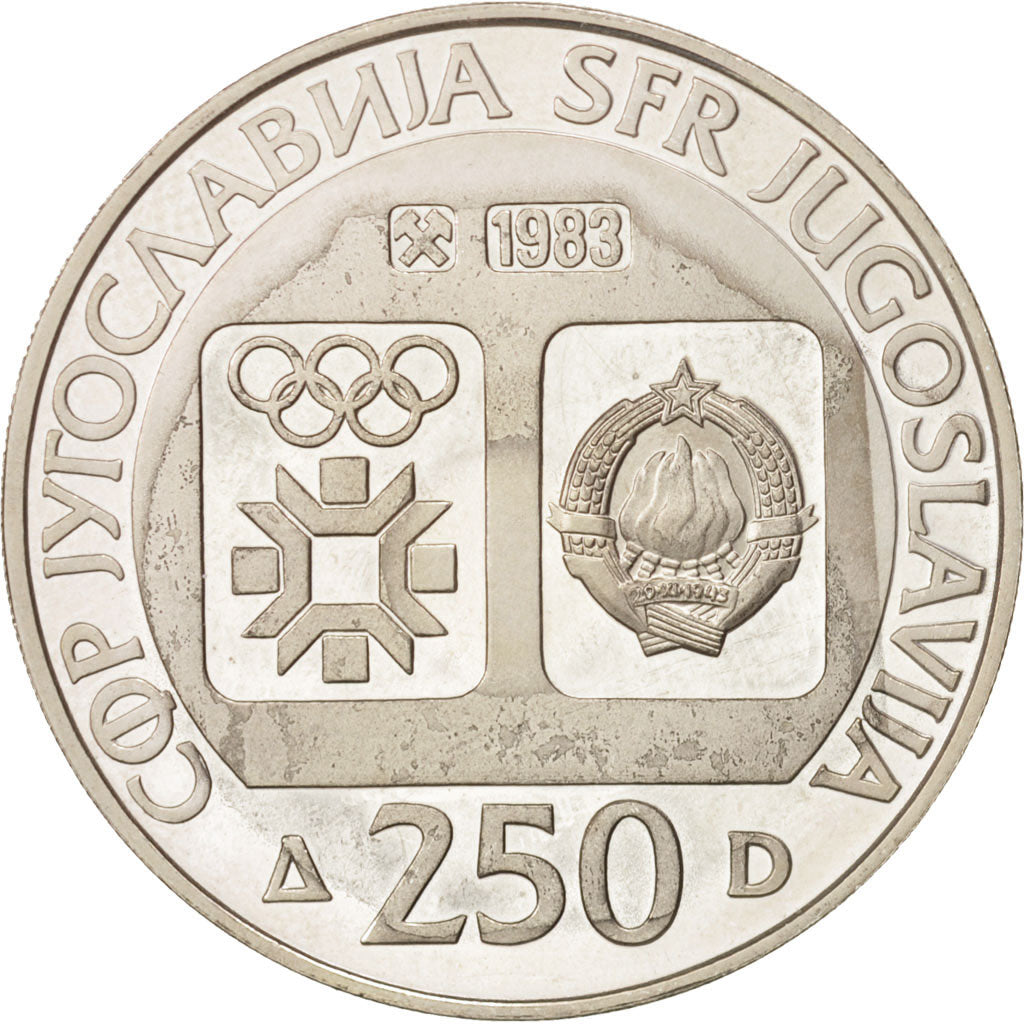 Yugoslavia, 250 Dinara, 1983, MS(60-62), Silver, KM:100