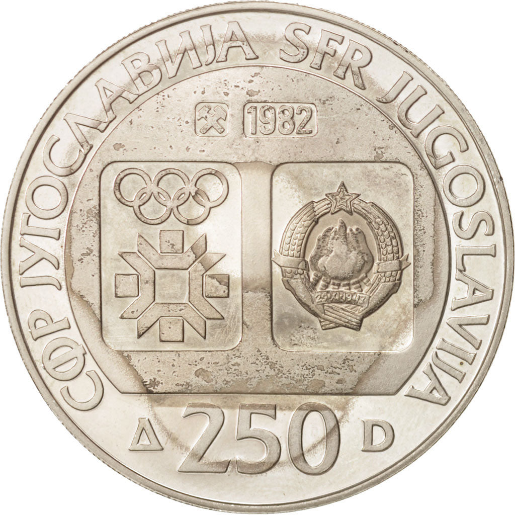 Yugoslavia, 250 Dinara, 1982, MS(60-62), Silver, KM:91