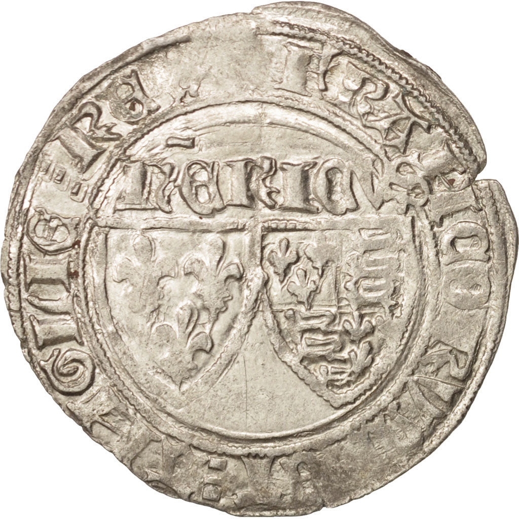 France, Henri VI de Lancastre, Blanc aux Écus, Saint Lô, EF(40-45), Billon