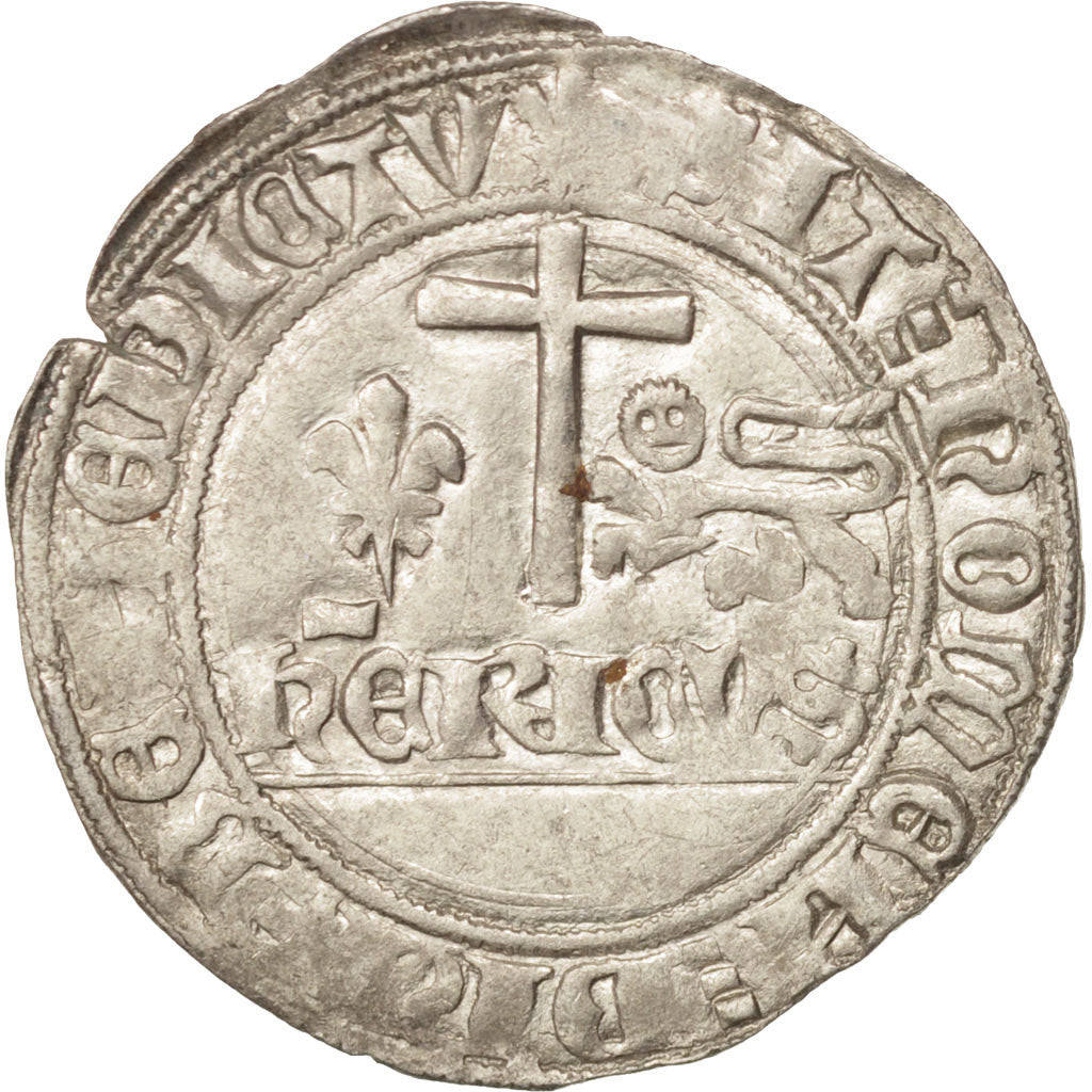 France, Henri VI de Lancastre, Blanc aux Écus, Saint Lô, EF(40-45), Billon