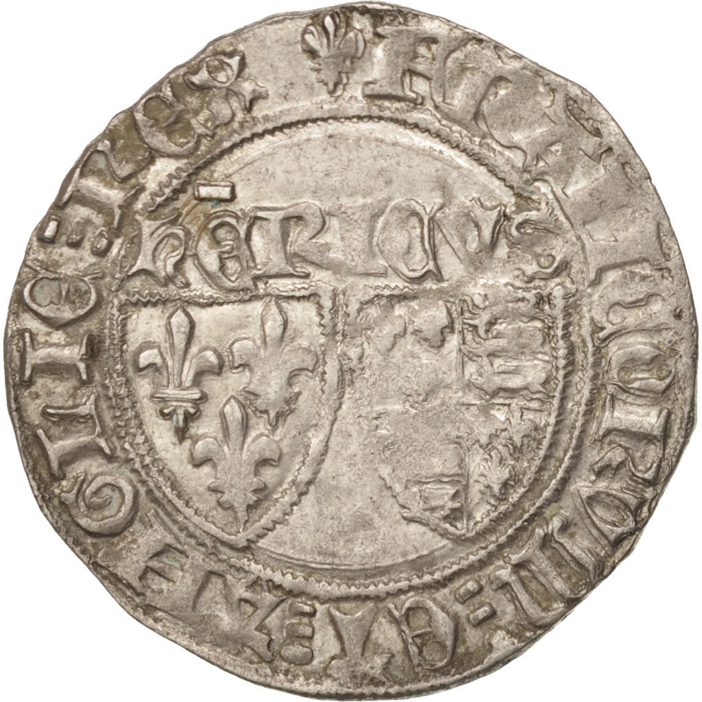 France, Henri VI de Lancastre, Blanc aux Écus, Saint Lô, TTB+, Billon