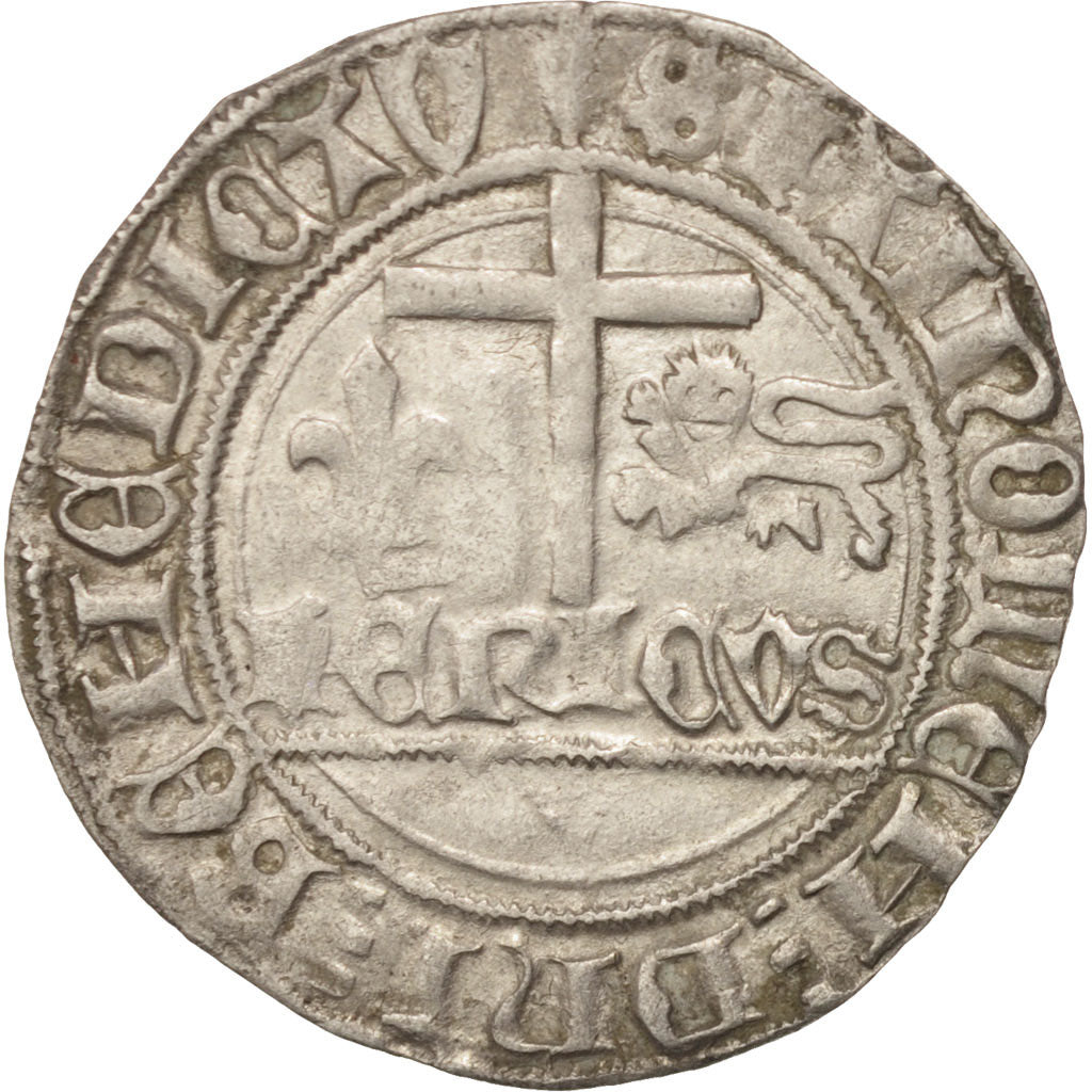 France, Henri VI de Lancastre, Blanc aux Écus, Saint Lô, TTB+, Billon