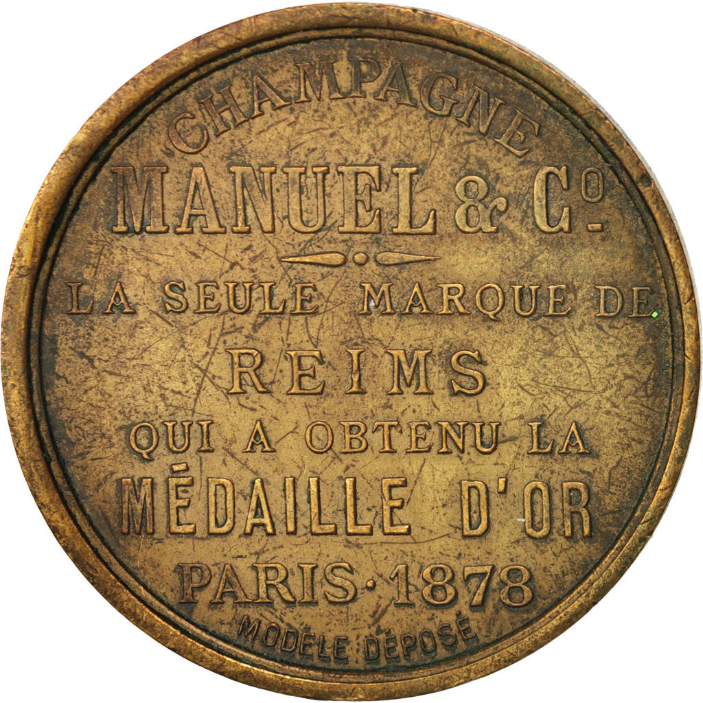 France, Medal, Champagne Manuel et Co, Gastronomy, 1878, EF(40-45), Bronze