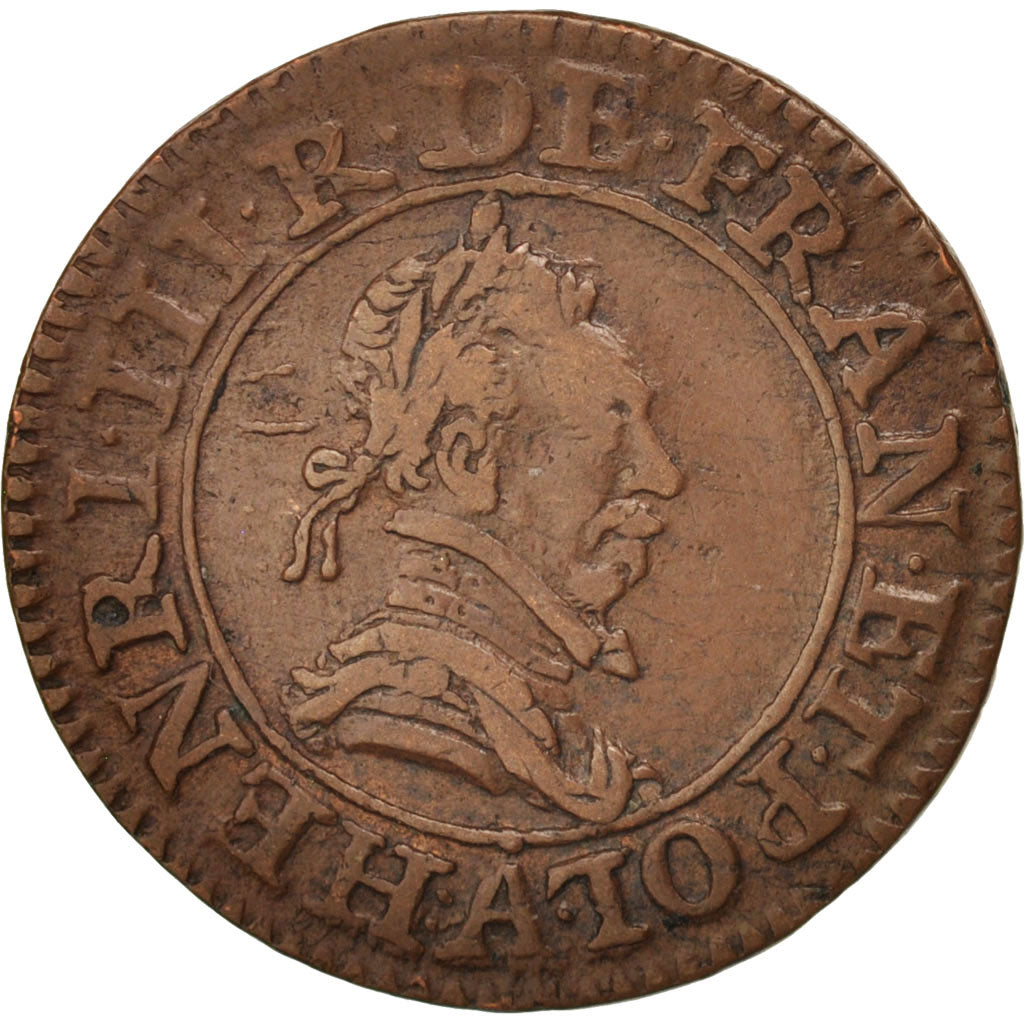 Munten, Frankrijk, Henri III, Double Tournois, 1588, Paris, ZF, Koper, CGKL:86