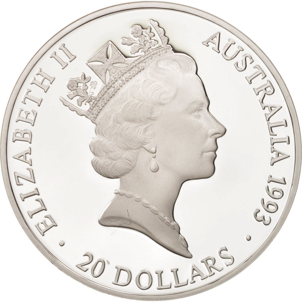 Coin, Australia, Elizabeth II, 20 Dollars, 1993, MS(65-70), Silver, KM:218