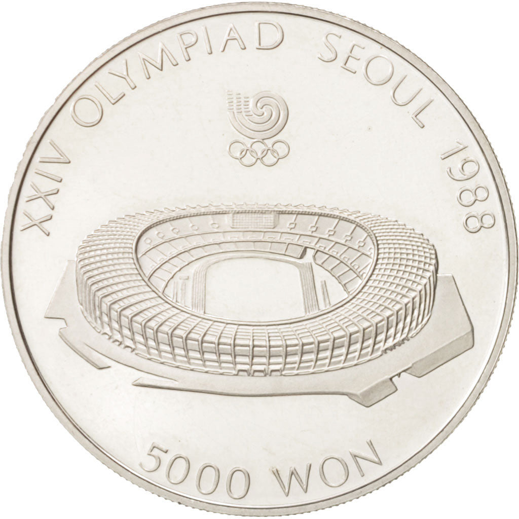 KOREA-SOUTH, 5000 Won, 1987, MS(63), Silver, KM:60