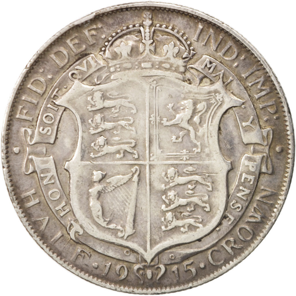 Great Britain, George V, 1/2 Crown, 1915, VF(30-35), Silver, KM:818.1