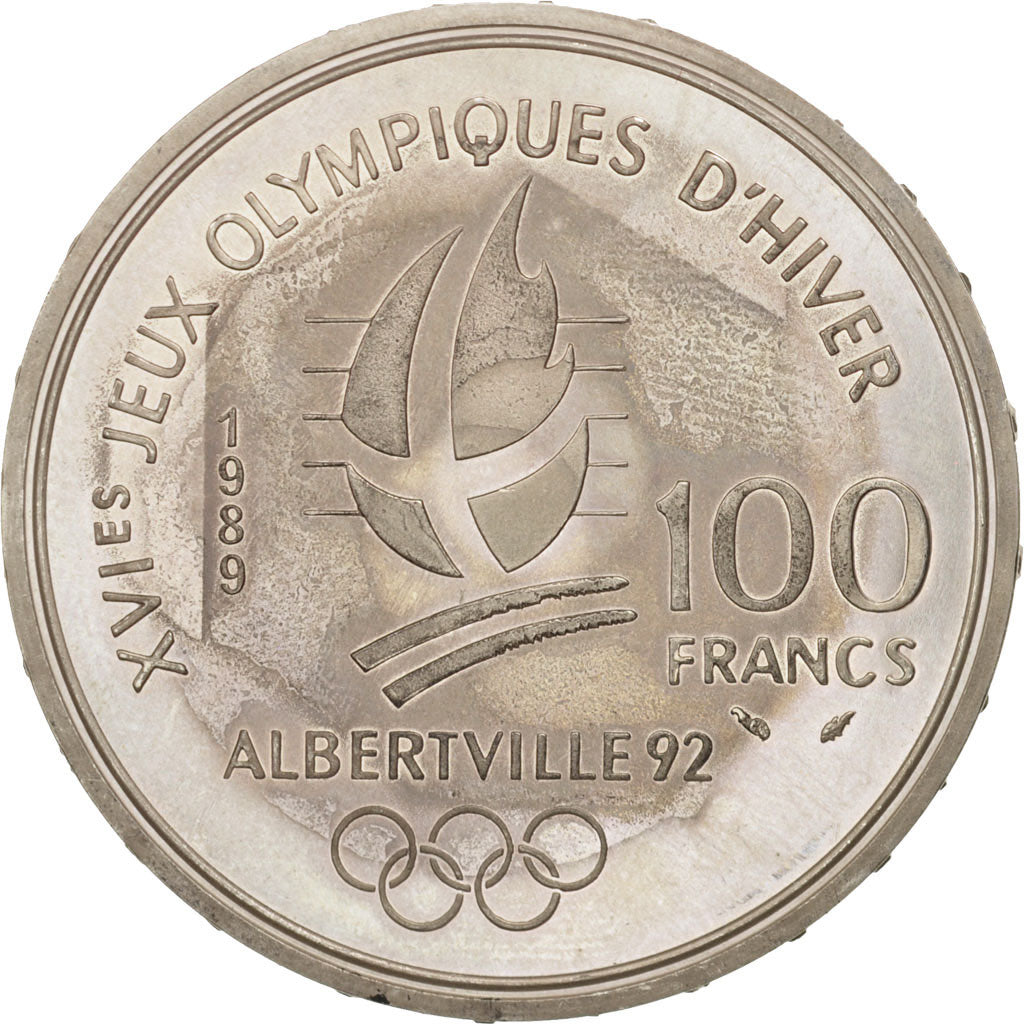 France, 100 Francs, 1989, MS(60-62), Silver, KM:971, Gadoury:C1