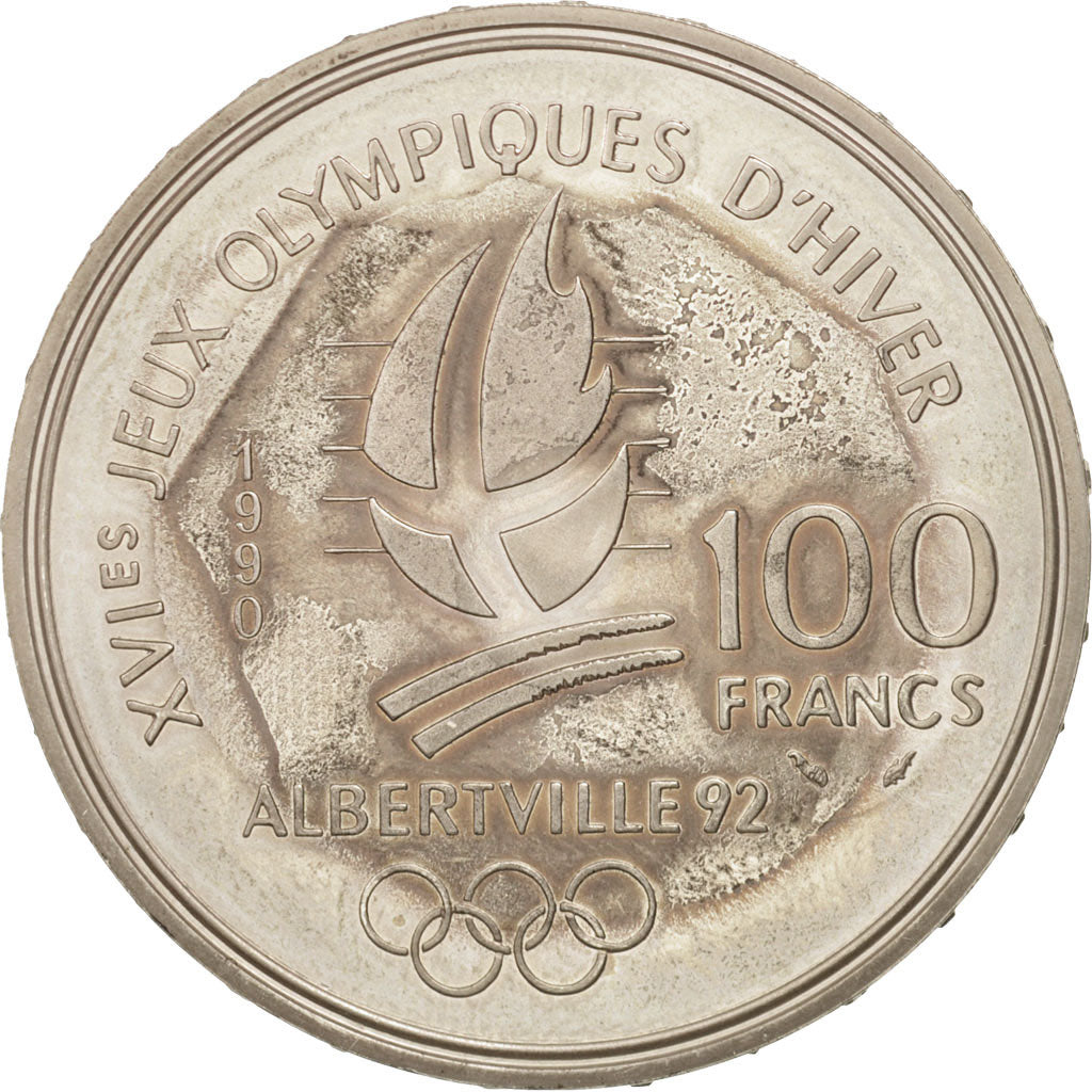 France, 100 Francs, 1990, MS(60-62), Silver, KM:980, Gadoury:C7