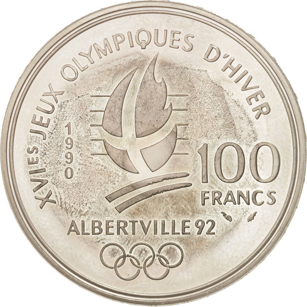 France, 100 Francs, 1990, MS(60-62), Silver, KM:984, Gadoury:C13