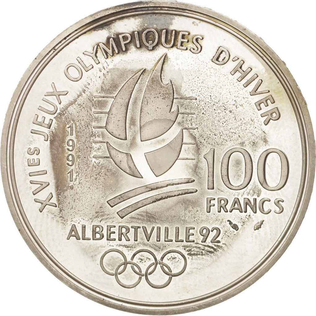 France, 100 Francs, 1991, MS(60-62), Silver, KM:993, Gadoury:C16