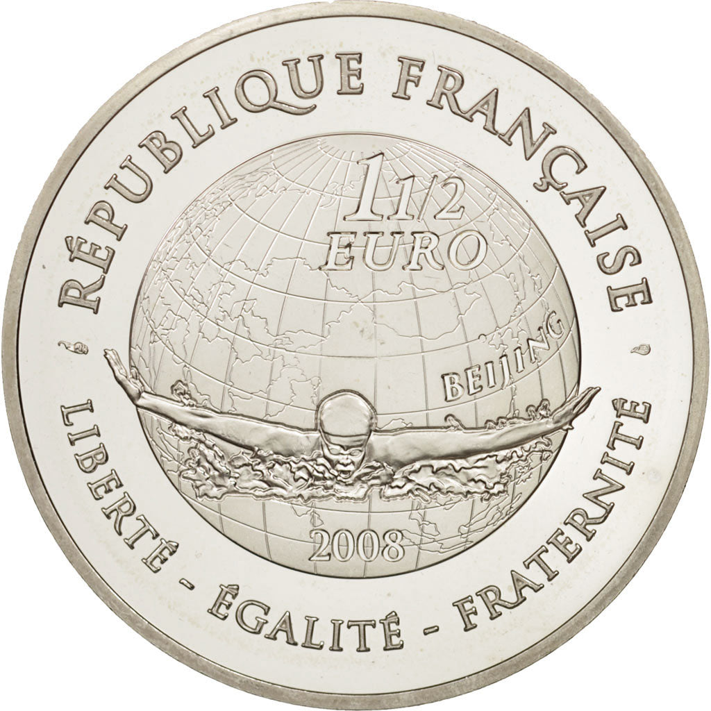 France, 1-1/2 Euro, 2008, MS(63), Silver, Gadoury:EU327, KM:1543