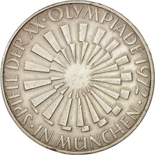 GERMANY - FEDERAL REPUBLIC, 10 Mark, 1972, Karlsruhe, EF(40-45), Silver, KM:130