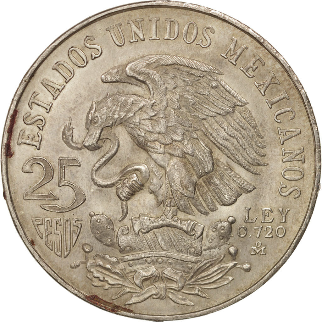 Coin, Mexico, 25 Pesos, 1968, Mexico, AU(50-53), Silver, KM:479.1