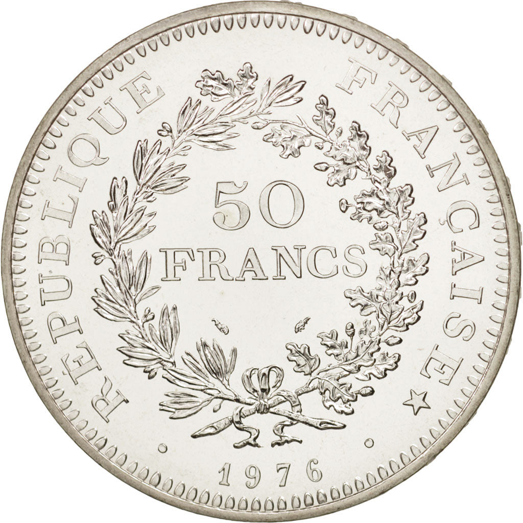 Coin, France, Hercule, 50 Francs, 1976, Paris, MS(65-70), Silver, KM:941.1