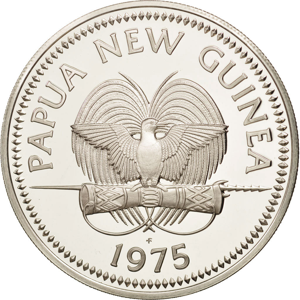 Coin, Papua New Guinea, 10 Kina, 1975, Franklin Mint, MS(65-70), Silver, KM:8a