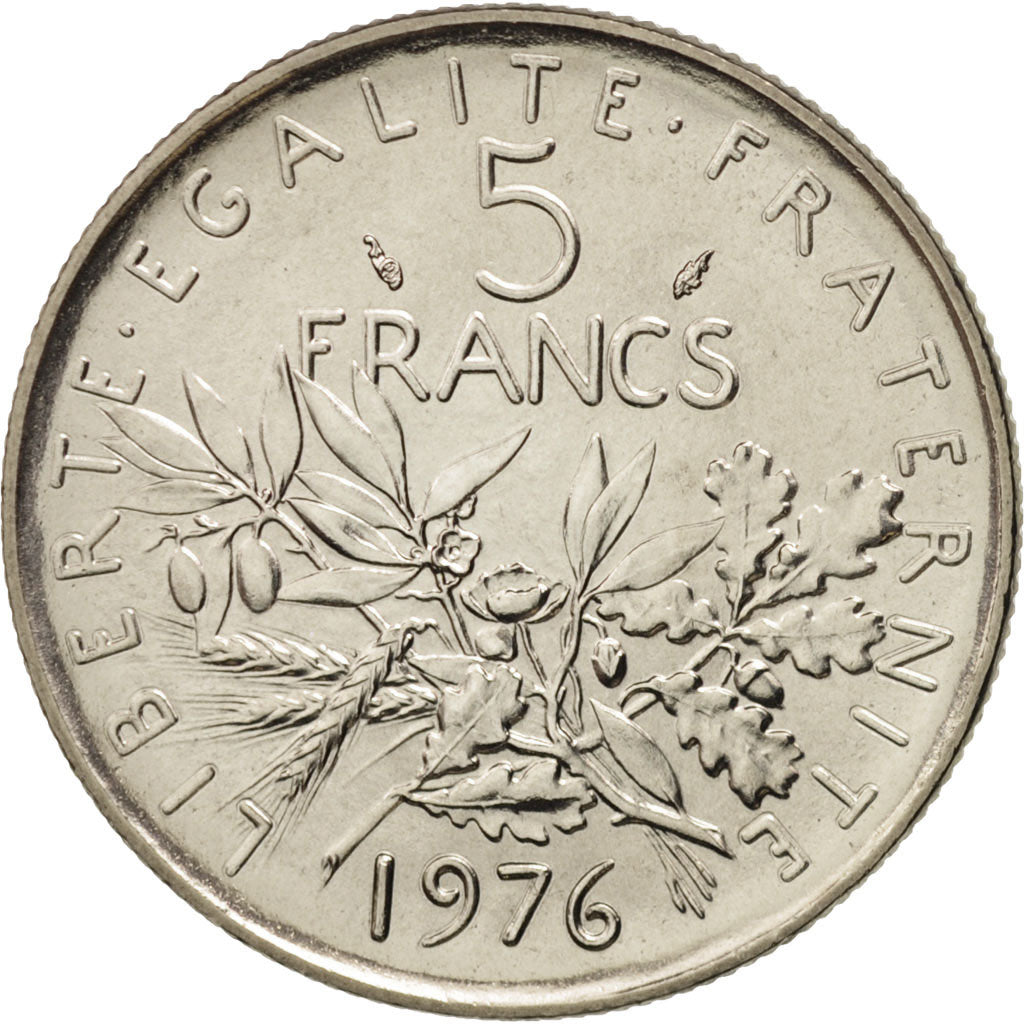Coin, France, Semeuse, 5 Francs, 1976, Paris, MS(65-70), Nickel Clad