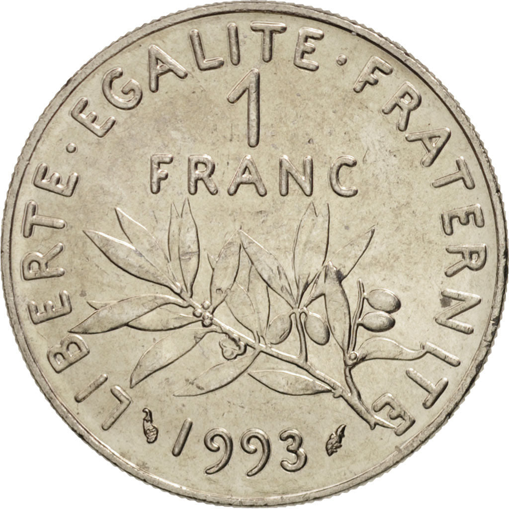France, Semeuse, Franc, 1993, MS(60-62), Nickel, KM:925.2, Gadoury:474