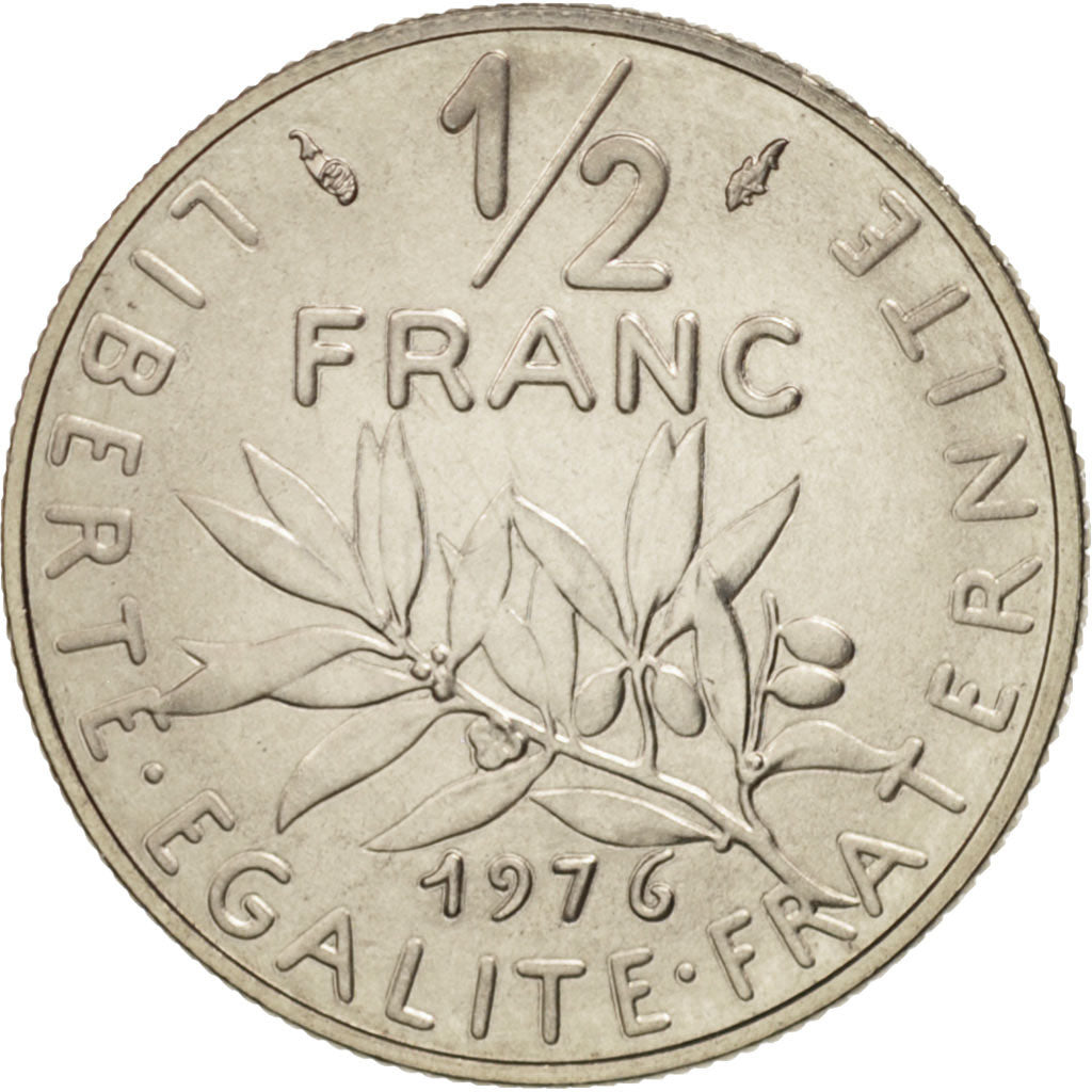 Coin, France, Semeuse, 1/2 Franc, 1976, Paris, MS(65-70), Nickel, KM:931.1