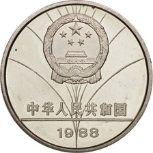 Moneda, CHINA, REPÚBLICA POPULAR, 5 Yüan, 1988, EBC+, Plata, KM:203