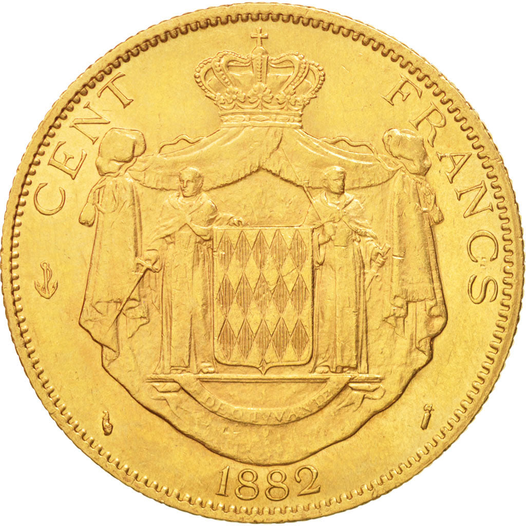 Monaco, Charles III, 100 Francs, Cent, 1882, Paris, EF(40-45), Gold, KM:99