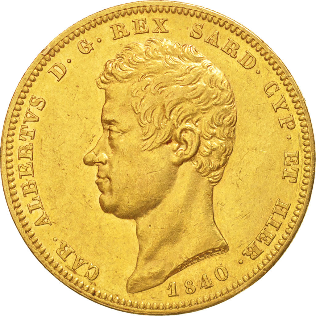 ITALIAN STATES, SARDINIA, Carlo Alberto, 100 Lire, 1840,Genoa,AU(50-53),KM 133.2