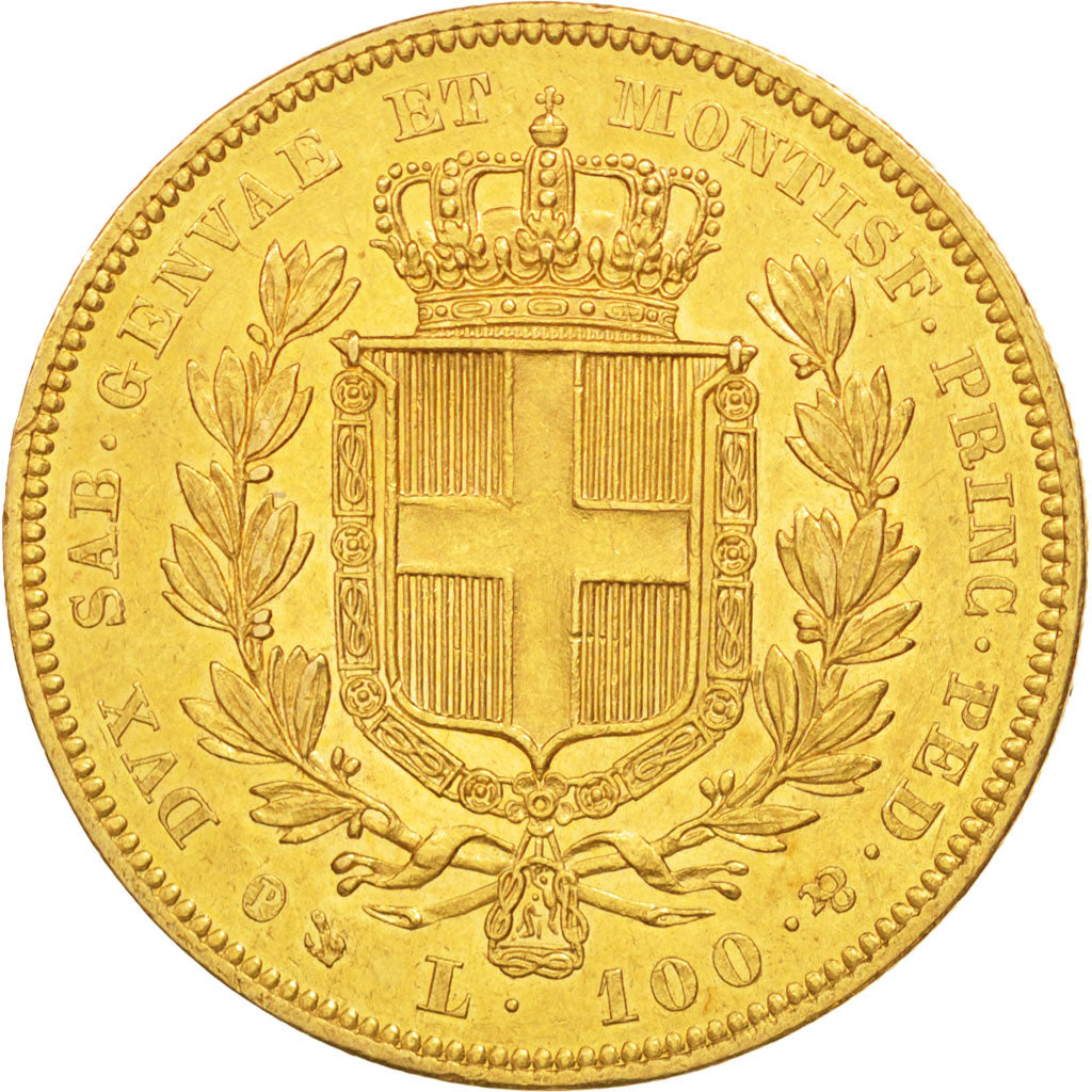ITALIAN STATES, SARDINIA, Carlo Alberto, 100 Lire, 1840,Genoa,AU(50-53),KM 133.2