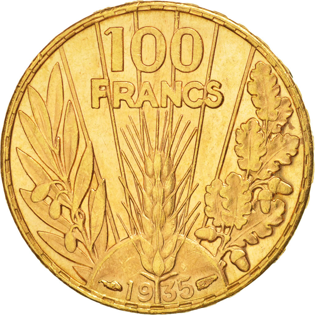 Coin, France, Bazor, 100 Francs, 1935, Paris, MS(60-62), Gold, KM:880