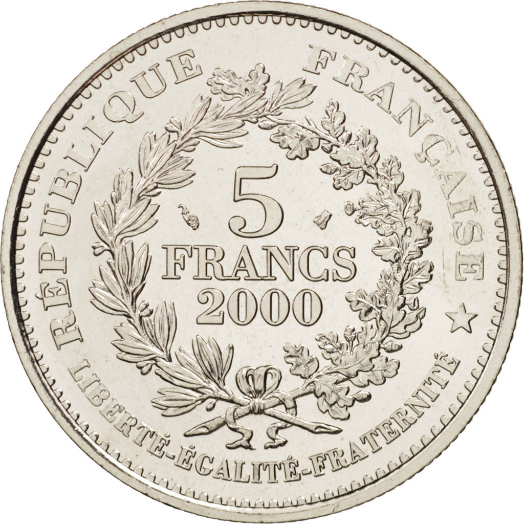 France, Franc à cheval, 5 Francs, 2000, Copper-Nickel Plated Nickel, KM:1962
