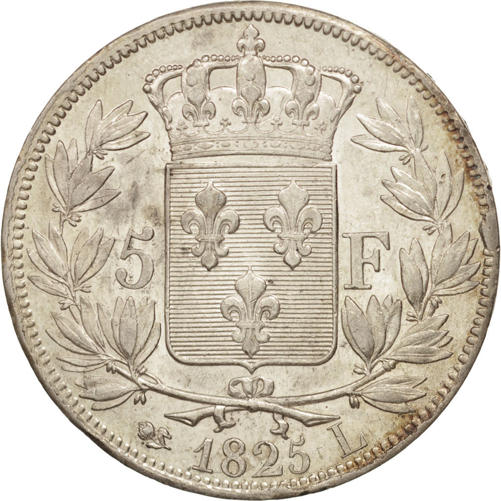 Coin, France, Charles X, 5 Francs, 1825, Bayonne, AU(55-58), Silver, KM:720.8