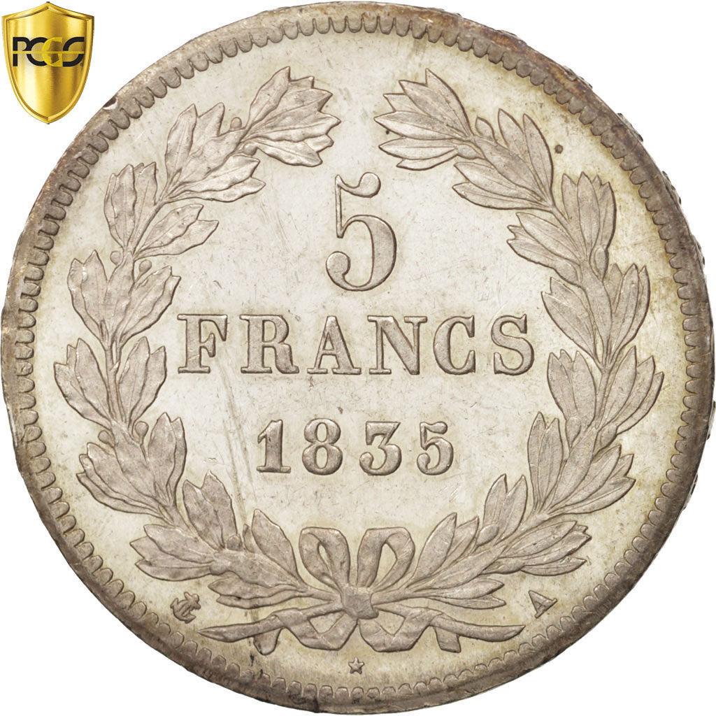 Coin, France, Louis-Philippe, 5 Francs, 1835, Paris, PCGS, MS62, MS(60-62)
