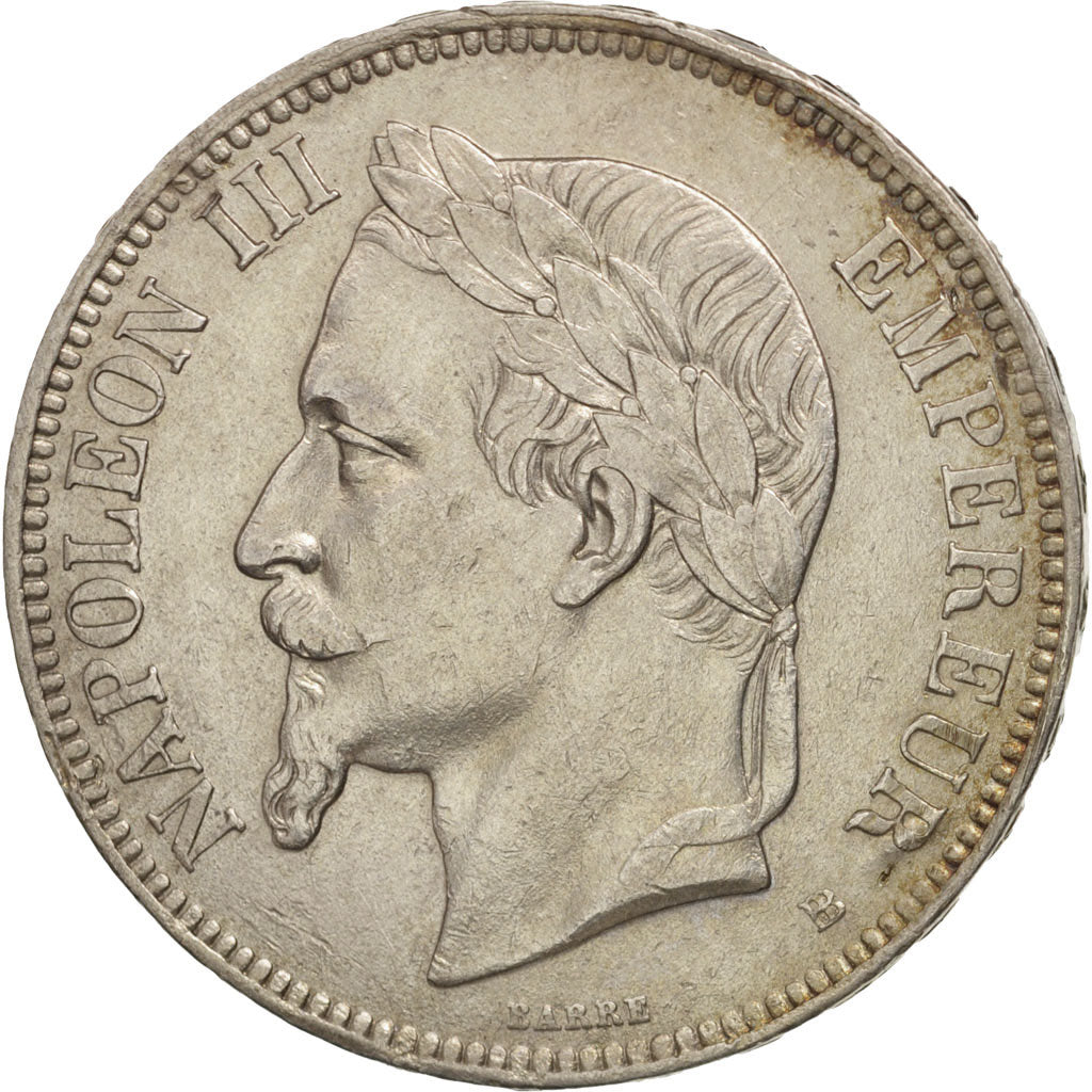 France, 5 Francs, 1870, Strasbourg, EF(40-45), Silver, KM:799.2, Gadoury:739