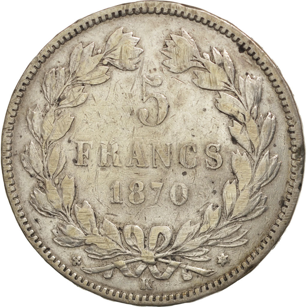 France, Cérès, 5 Francs, 1870, Bordeaux, F(12-15), Silver, KM:818.2