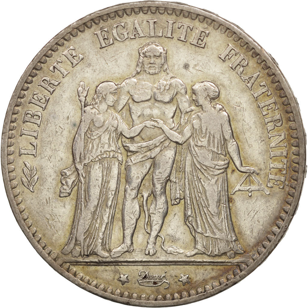 Moneda, Francia, Hercule, 5 Francs, 1875, Bordeaux, BC+, Plata, KM:820.2