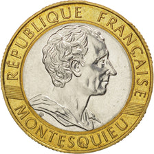France, Montesquieu, 10 Francs, 1989, MS(60-62), Bi-Metallic, KM:969