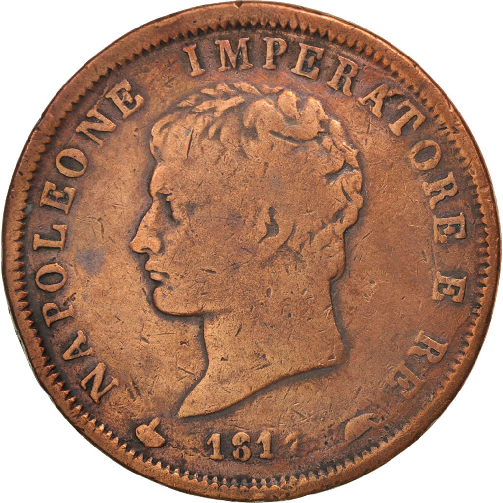 États italiens, KINGDOM OF NAPOLEON, Soldo, 1811, Milan, Cuivre, KM:3.2
