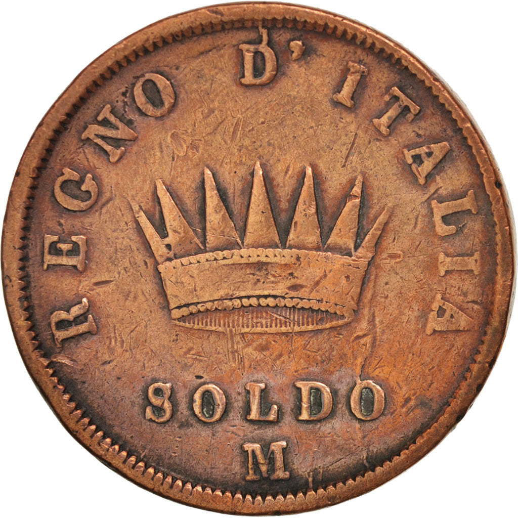 États italiens, KINGDOM OF NAPOLEON, Soldo, 1811, Milan, Cuivre, KM:3.2