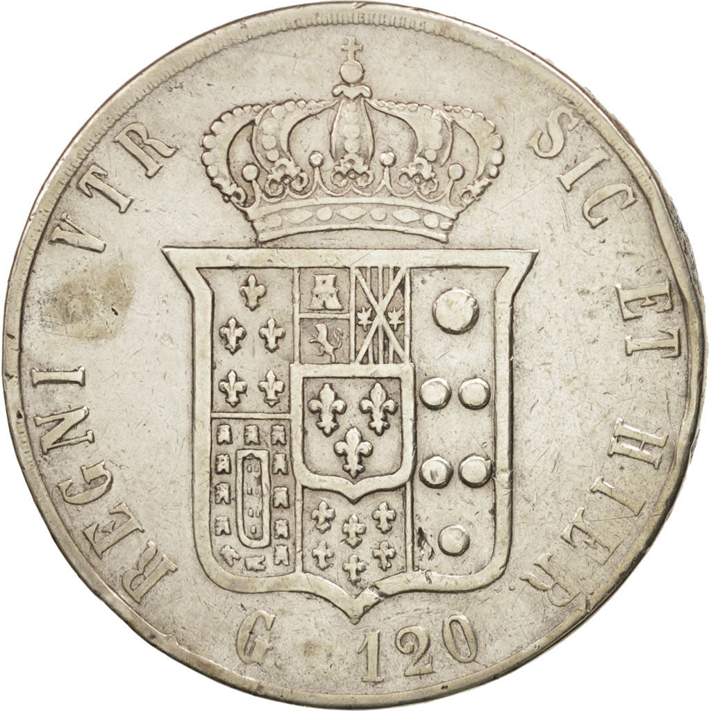 États italiens, Francesco II, 120 Grana, 1859, TB, Argent, KM:381