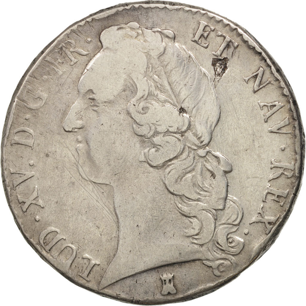 Francia, Louis XV, Écu au bandeau, 1745, Nantes, BC+, Plata, KM:512.20